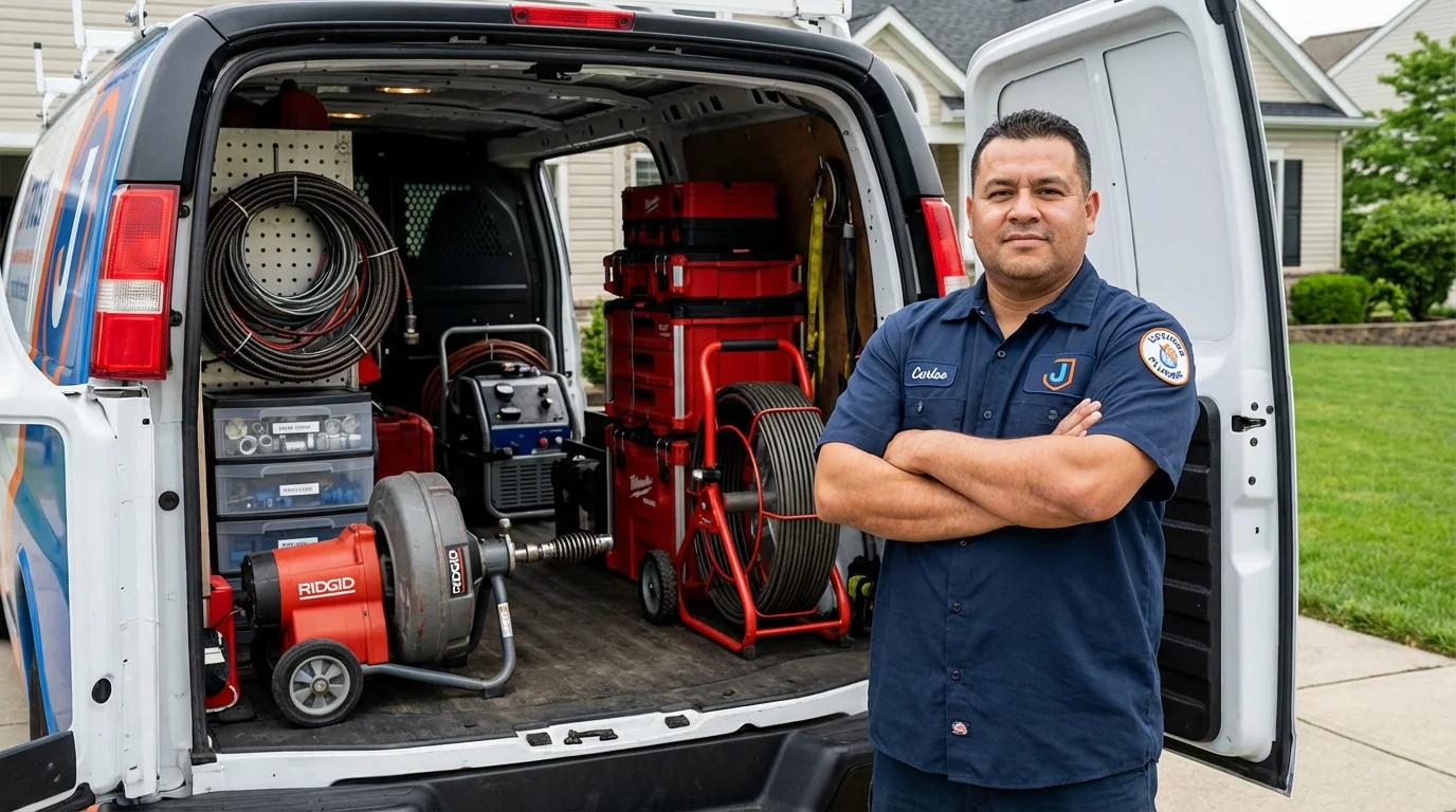 Professional drain cleaning equipment and Johns Plumbing LLC plumber in Springfield